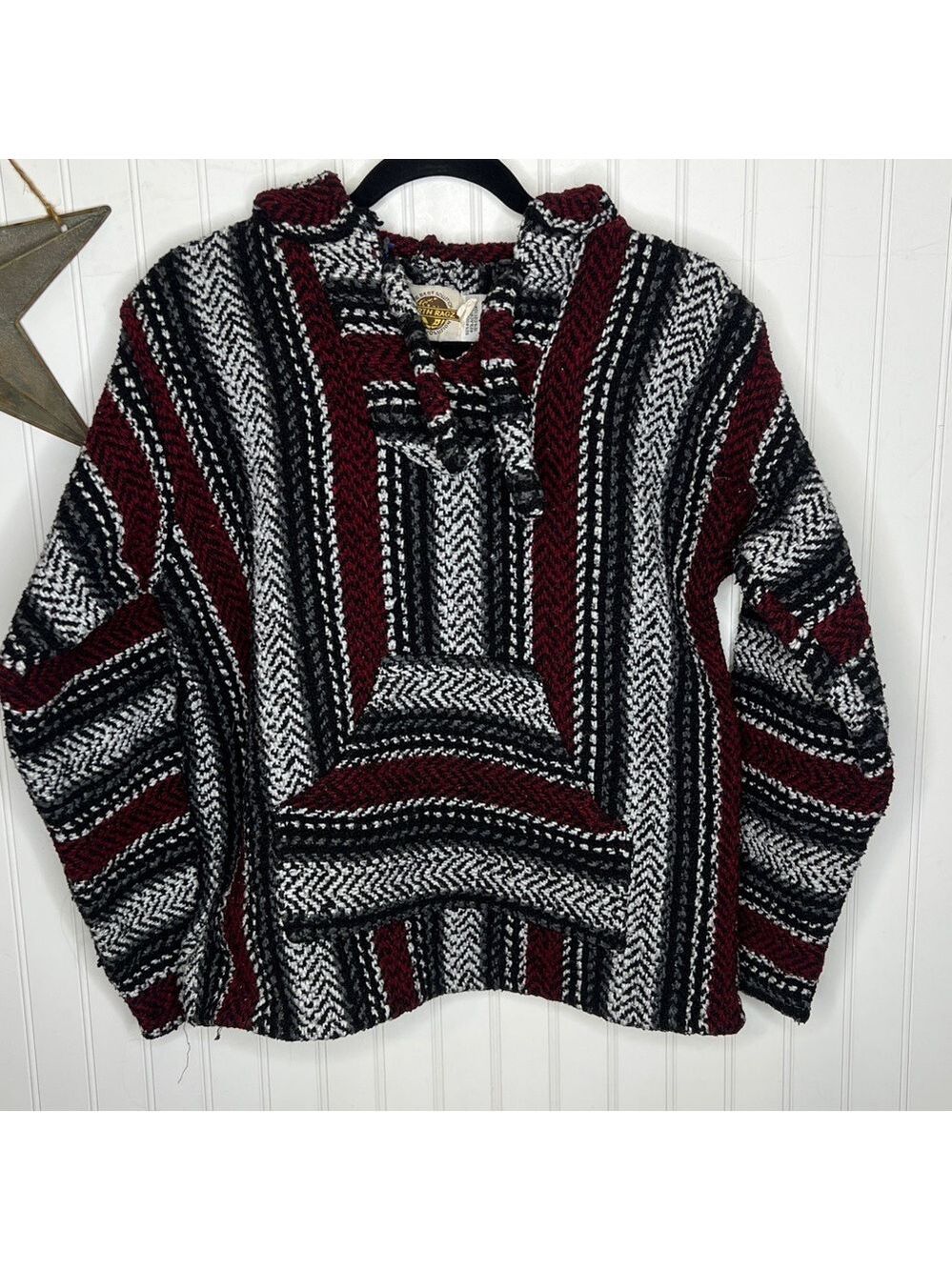 Earth Ragz Mexican Hoodie in Red, Black, and White Size Large